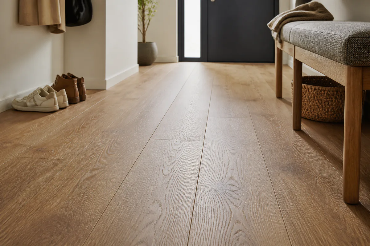Матовый ламинат с древесной текстурой в прихожей