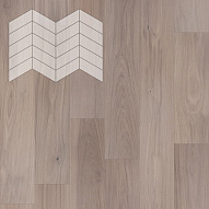 Паркет Елка Французская Lab Arte Chevron Дуб Натур Чегет белый лак 400/313х150х14/3/60°