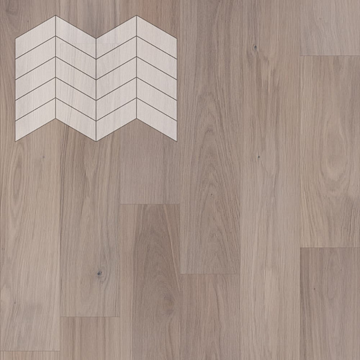 фото товара Паркет Елка Французская Lab Arte Chevron Дуб Натур Чегет белый лак 400/337х110х14/3/60°