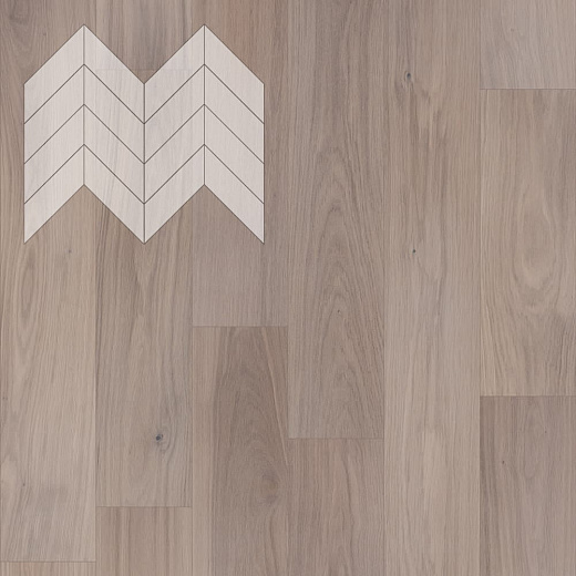 фото товара Паркет Елка Французская Lab Arte Chevron Дуб Натур Чегет белый лак 600/490х110х14/3/45°