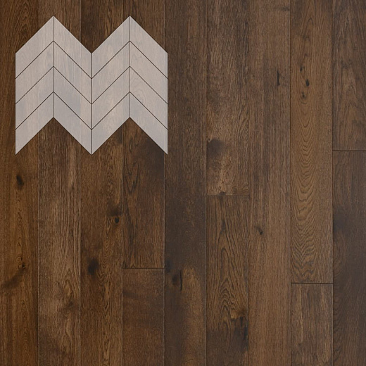 фото товара Паркет Елка Французская Lab Arte Chevron Дуб Натур Коньяк лак 600/450х150х14/3/45°
