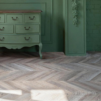Виниловый пол Vinilam Parquet Chevron 2,5 мм. RI153616CL4 Шеврон Шампань