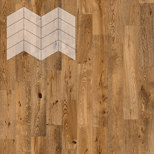 фото товара Паркет Елка Французская Lab Arte Chevron Дуб Рустик Эбен лак 400/328х125х14/3/60°