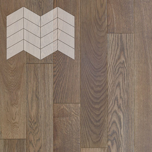 фото товара Паркет Елка Французская Lab Arte Chevron Дуб Натур Деликат лак 400/313х150х14/3/60°