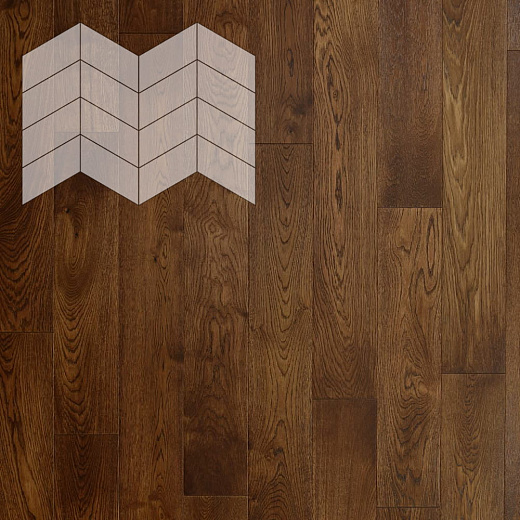 фото товара Паркет Елка Французская Lab Arte Chevron Дуб Натур Табак лак 400/313х150х14/3/60°