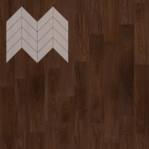 фото товара Паркет Елка Французская Lab Arte Chevron Дуб Селект Бронза лак 600/510х90х14/3/45°