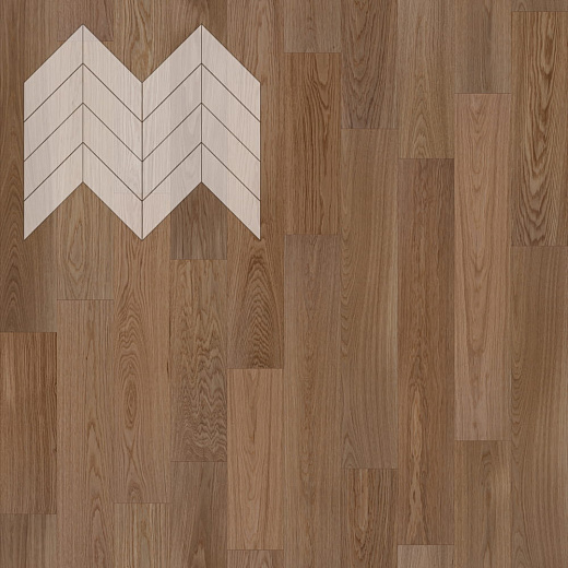 фото товара Паркет Елка Французская Lab Arte Chevron Дуб Натур Норвег лак 600/450х150х14/3/45°