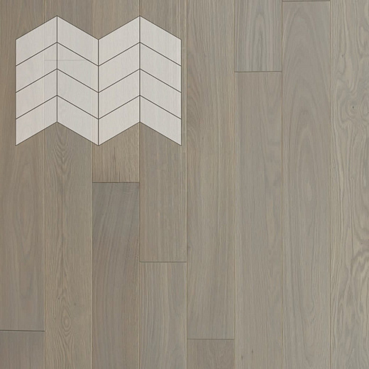 фото товара Паркет Елка Французская Lab Arte Chevron Дуб Натур Concrete лак 400/313х150х14/3/60°
