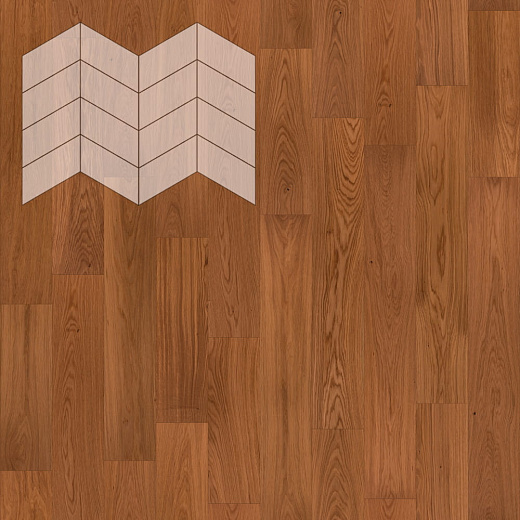 фото товара Паркет Елка Французская Lab Arte Chevron Дуб Натур Верк лак 400/328х125х14/3/60°