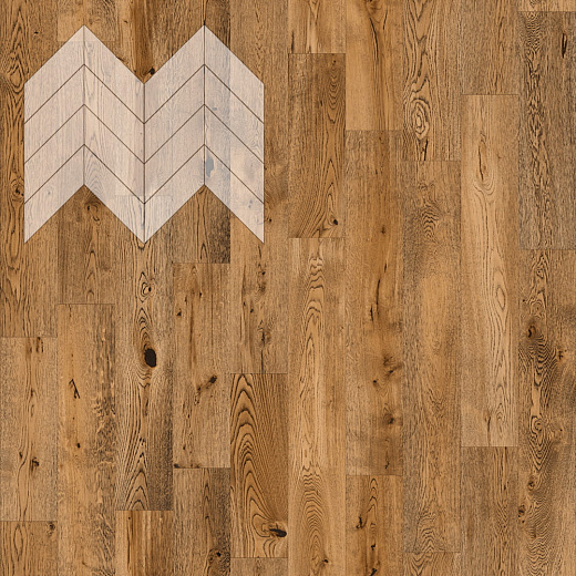 фото товара Паркет Елка Французская Lab Arte Chevron Дуб Натур Эбен лак 600/490х110х14/3/45°