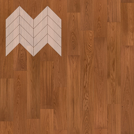 фото товара Паркет Елка Французская Lab Arte Chevron Дуб Натур Верк лак 600/450х150х14/3/45°