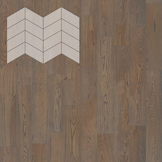 фото товара Паркет Елка Французская Lab Arte Chevron Дуб Натур Грис лак 400/328х125х14/3/60°