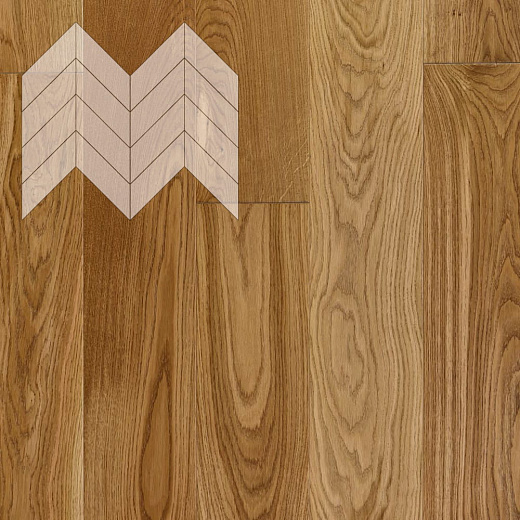фото товара Паркет Елка Французская Lab Arte Chevron Дуб Натур лак без браша 600/475х125х14/3/45°