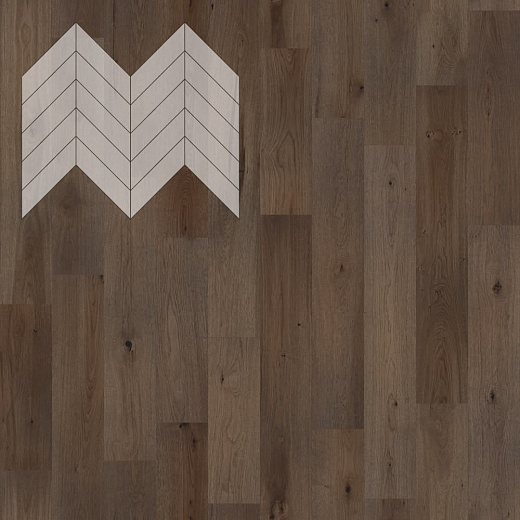 фото товара Паркет Елка Французская Lab Arte Chevron Дуб Рустик Кайт лак 600/510х90х14/3/45°